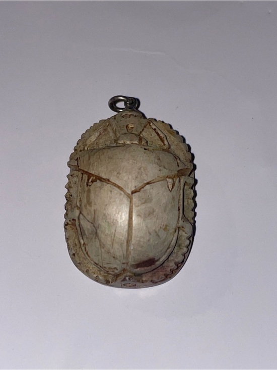 Jewelry - Hand-Carved Scarab Pendant — Ivory-Beige Amulet